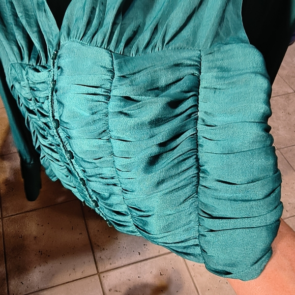 Free People Teal Women's Tie-Front Blouse - Picture 10 of 13